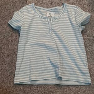 GAP teen striped blue button up